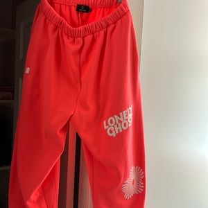 Lonely ghost neon pink sweat pants in size medium